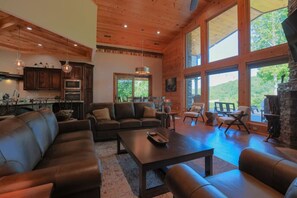 TV, fireplace, foosball