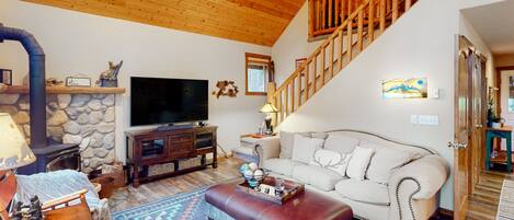 Televisie en een open haard