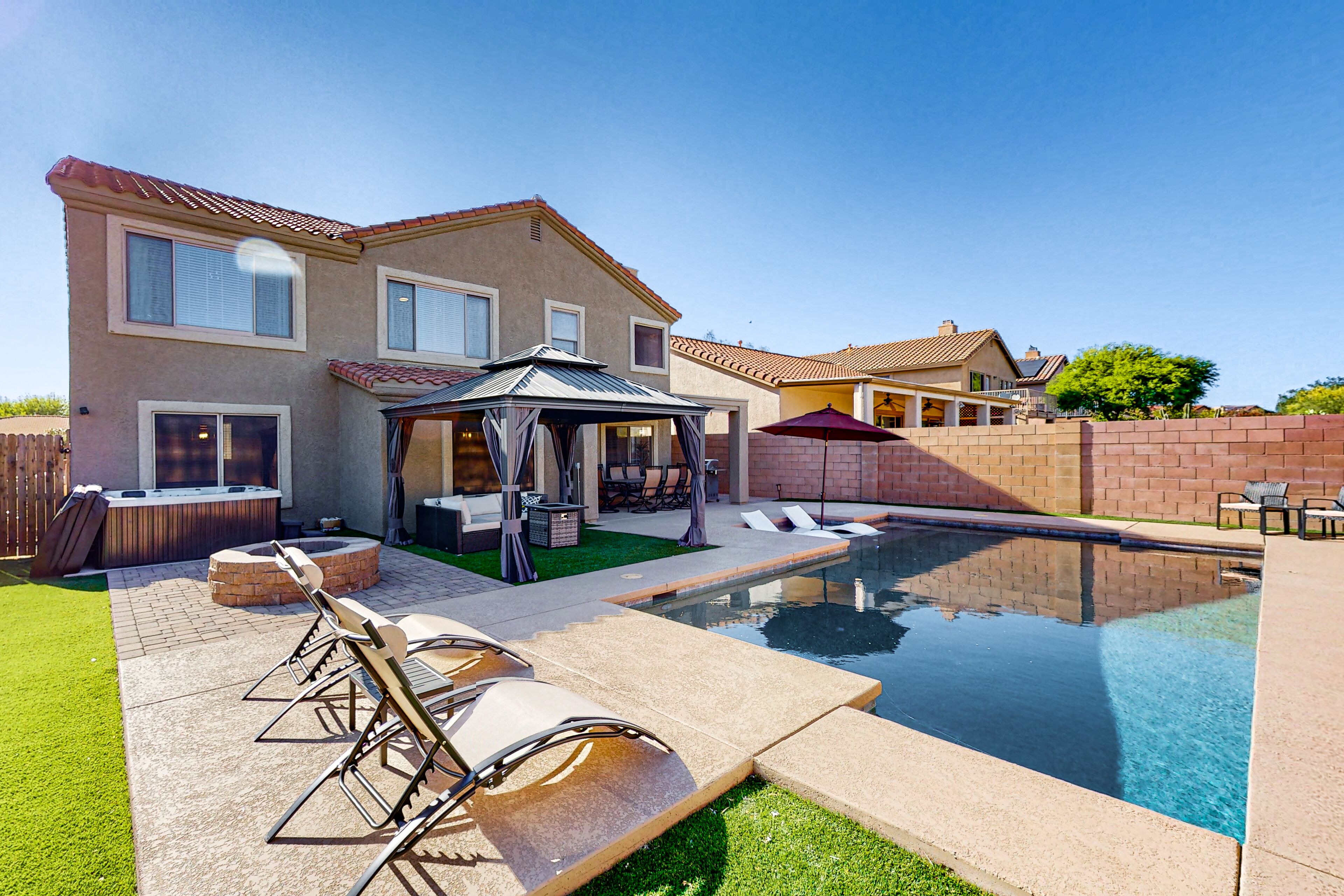 Mtn-view home with private pool, hot tub, grill, & enclosed backyard