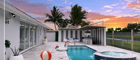Outdoor pool, a heated pool