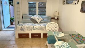 In-room safe, desk, WiFi (free), bed sheets - Crystal Green Studio ~ Cool, quiet, safe, 7 minutes to beach or town (St Thomas)