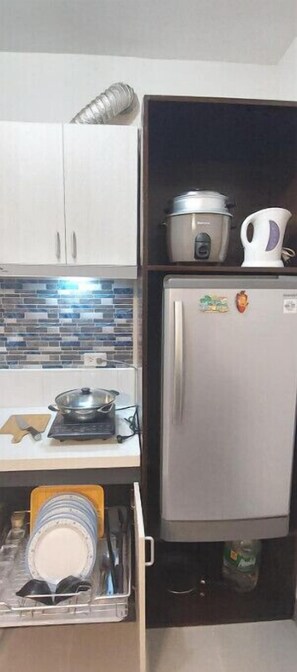 Kühlschrank, Herdplatte, Wasserkocher, Mixer