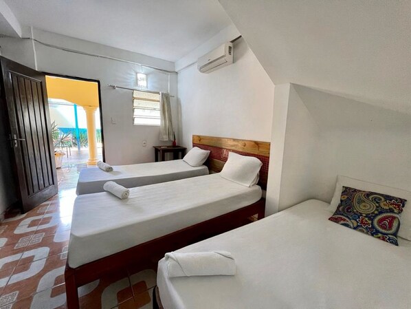 Desk, free WiFi, bed sheets