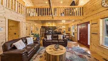 Smart TV, fireplace, foosball, books