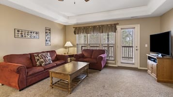 Smart TV, fireplace, DVD player