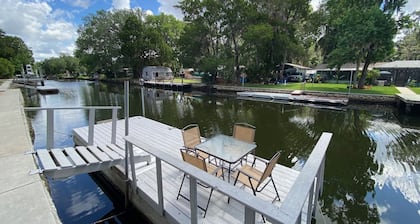 Waterfront Paradise w dock, large patio, lanai, pool, hot tub! Bring your boat!