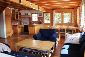 TV, fireplace - Charming chalet for 8 people with a large terrace and a balcony with garden furniture.Interior : app (St-Luc)
