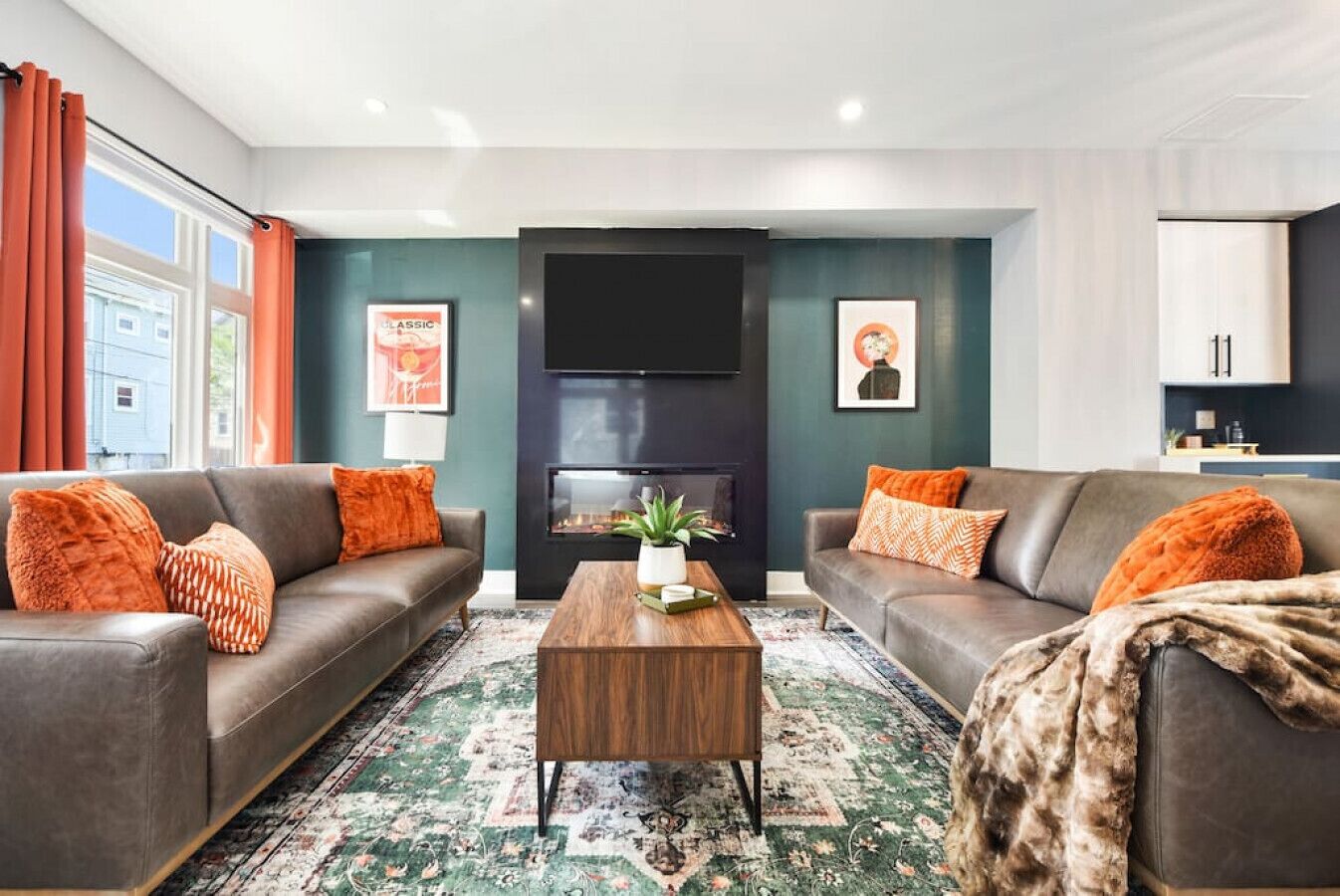 Fernseher, Kamin, Videospiele, Bücher