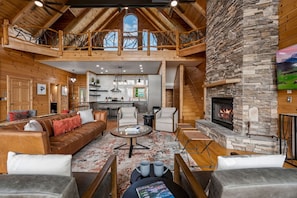 TV, fireplace, video games, stereo