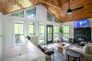 Smart TV, fireplace, video games