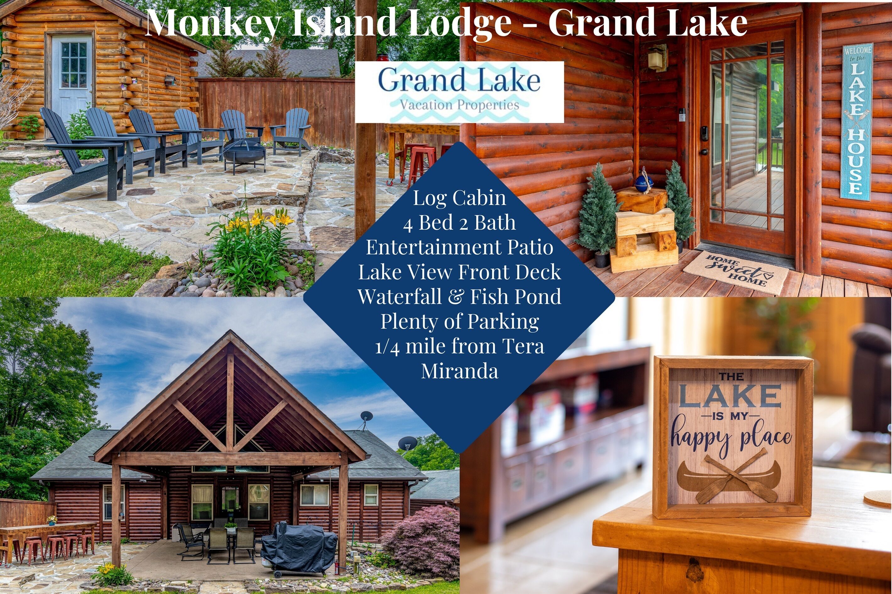 Monkey Island Lodge - 4B/2BA Log Cabin - Lake View