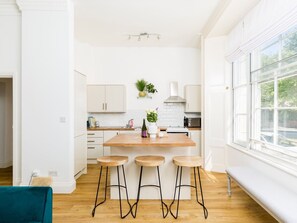 Fridge, microwave, oven, toaster