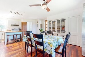 Dining - Beach-view home with beach access, deck, grill,  2 kayaks, & AC (Manchester-by-the-Sea)