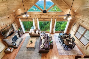 Smart TV, fireplace, video games, foosball