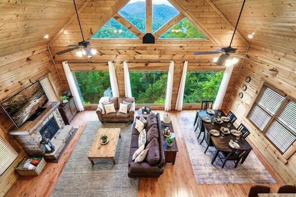 Smart TV, fireplace, video games, foosball