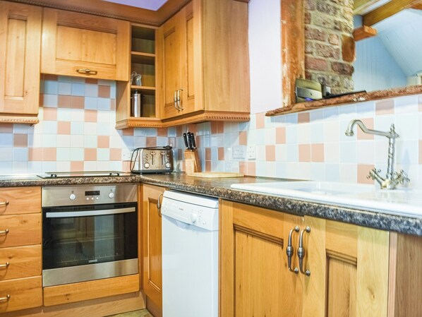 Dishwasher, high chair, cookware/dishes/utensils