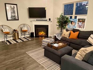 TV, fireplace, offices