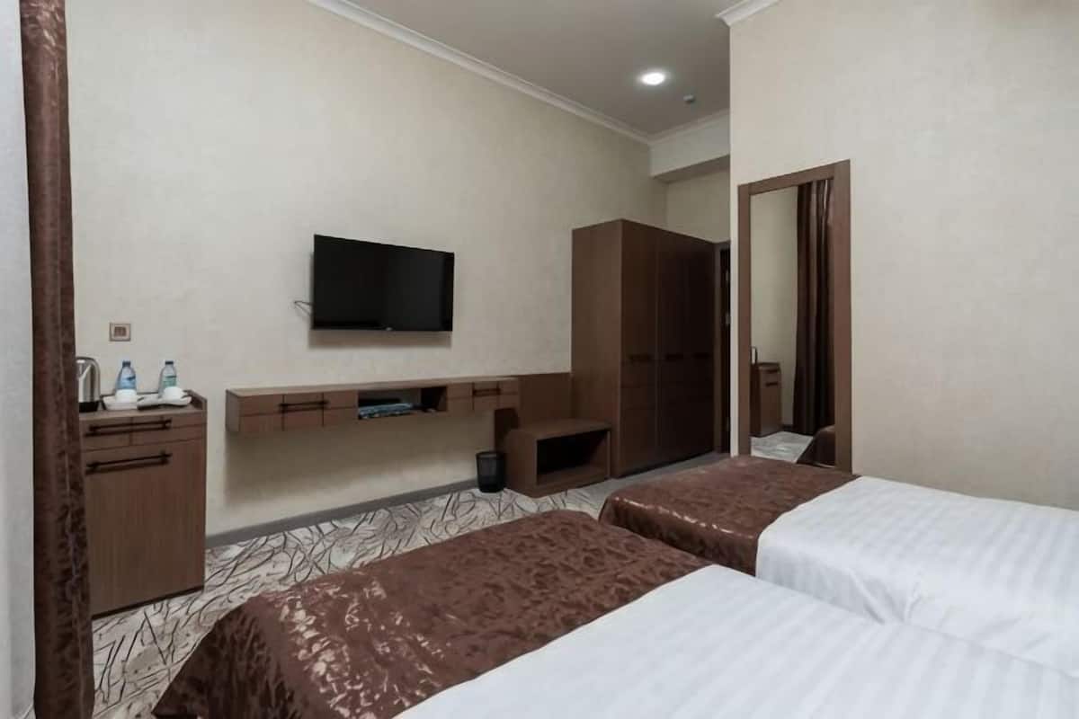 Premium bedding, desk, soundproofing, iron/ironing board