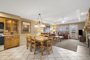Smart TV, fireplace, DVD player
