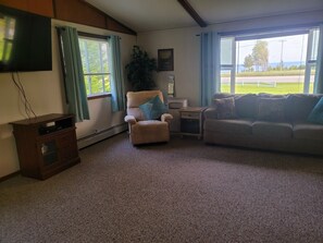 Smart TV, DVD player, books, video library