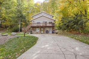 Parking | Driveway (7 Vehicles) | Trailer Parking Allowed On-Site - Lakefront Phelps Cabin w/ Boat Dock & Water Toys! (Phelps)