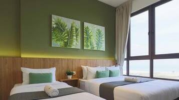 Egyptian cotton sheets, premium bedding, desk, laptop workspace