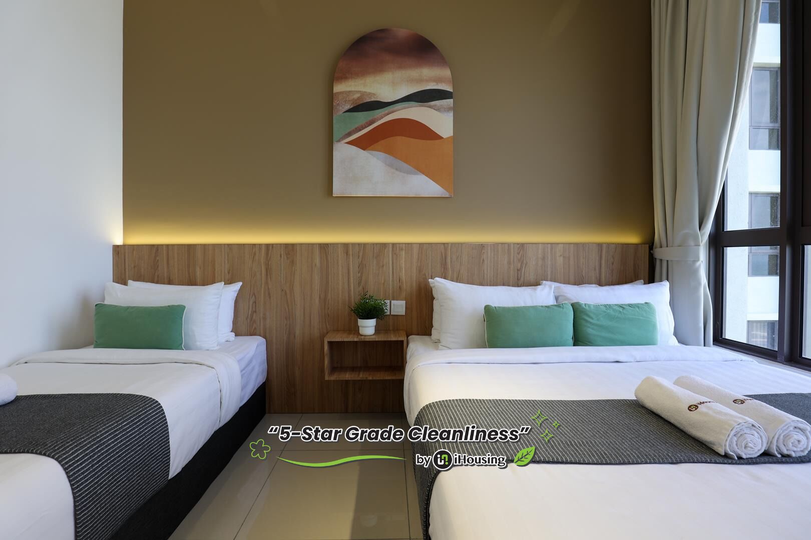 Premium Apartment, 2 Bedrooms, Pool Access, Sea View | Egyptian cotton sheets, premium bedding, desk, laptop workspace
