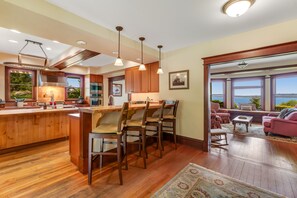 Fridge, microwave, oven, stovetop - Inviting waterfront home with mountain views, firepit, W/D, & dog-friendly (Langley)