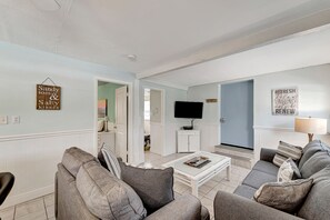 TV, DVD player, video library