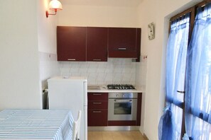 Fridge, oven, stovetop, cookware/dishes/utensils