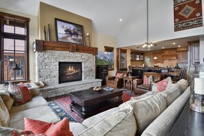 テレビ、暖炉、DVD プレーヤー、ステレオ