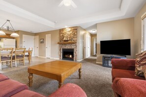 Smart TV, chimenea y reproductor de DVD 