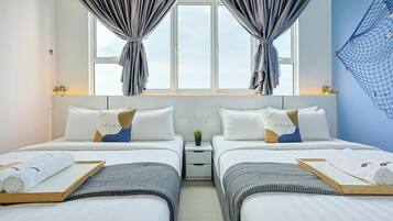 Egyptian cotton sheets, premium bedding, desk, laptop workspace