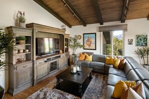 TV, fireplace