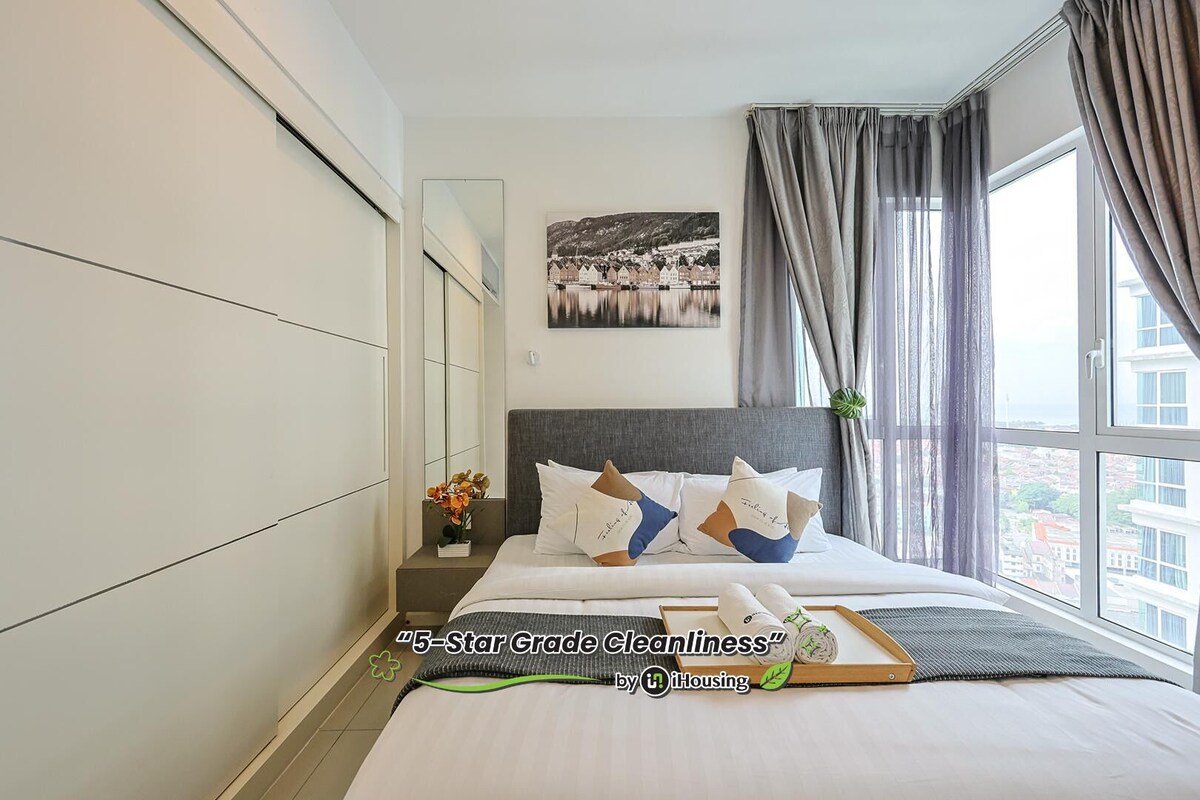 Apartemen Kota | Seprai katun Mesir, seprai premium, meja kerja, dan setrika/meja setrika