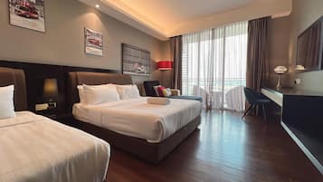 Studio | Egyptian cotton sheets, premium bedding, desk, iron/ironing board