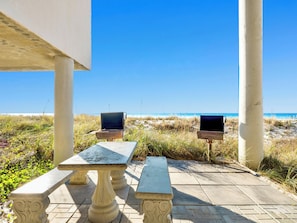 Outdoor dining - Windemere #1202 | Gulf Views + Pool & Hot Tub! (Perdido Key)