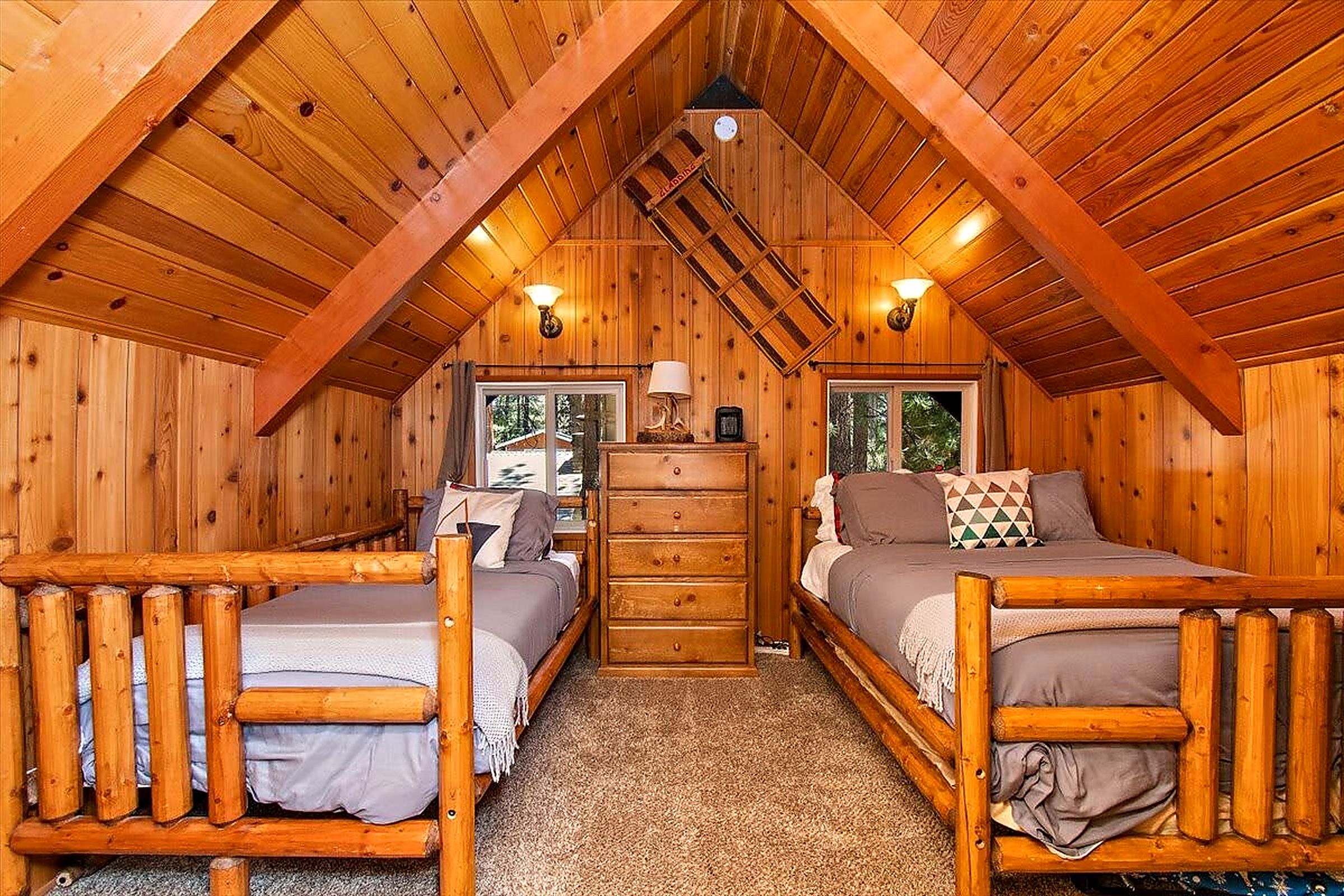 Bedroom 3: loft with two log twin beds