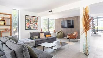 TV connectée, cheminée, baby-foot, table de tennis de table