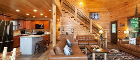 Smart TV, fireplace, stereo