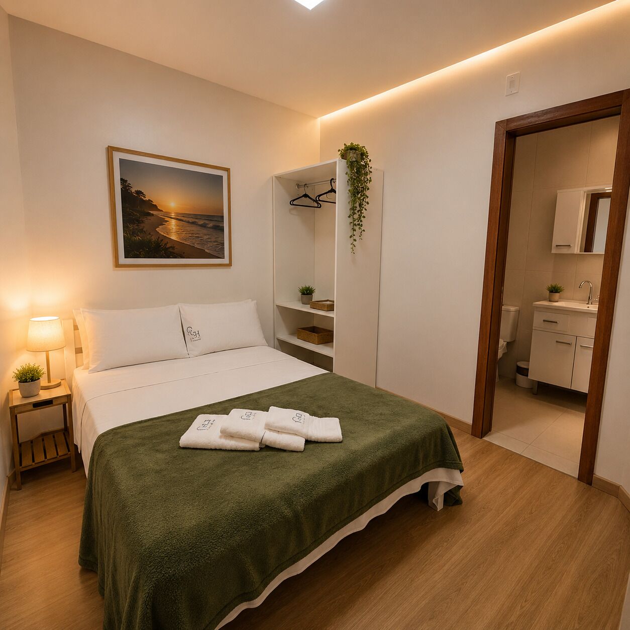 Hypo-allergenic bedding, laptop workspace, free WiFi