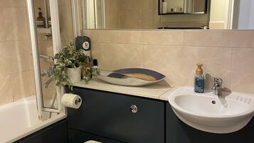 Secador de pelo, toallas, jabón, shampoo