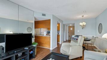 TV, fireplace