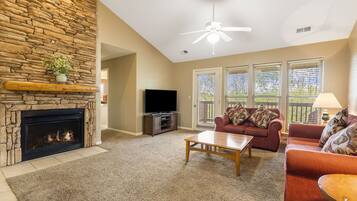 Smart TV, fireplace, DVD player