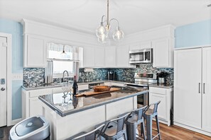 Fridge, microwave, oven, stovetop - Bees Knees at Ocean Isle Beach, private heated pool, and great views (Ocean Isle Beach)