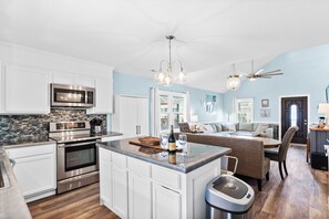 Fridge, microwave, oven, stovetop - Bees Knees at Ocean Isle Beach, private heated pool, and great views (Ocean Isle Beach)