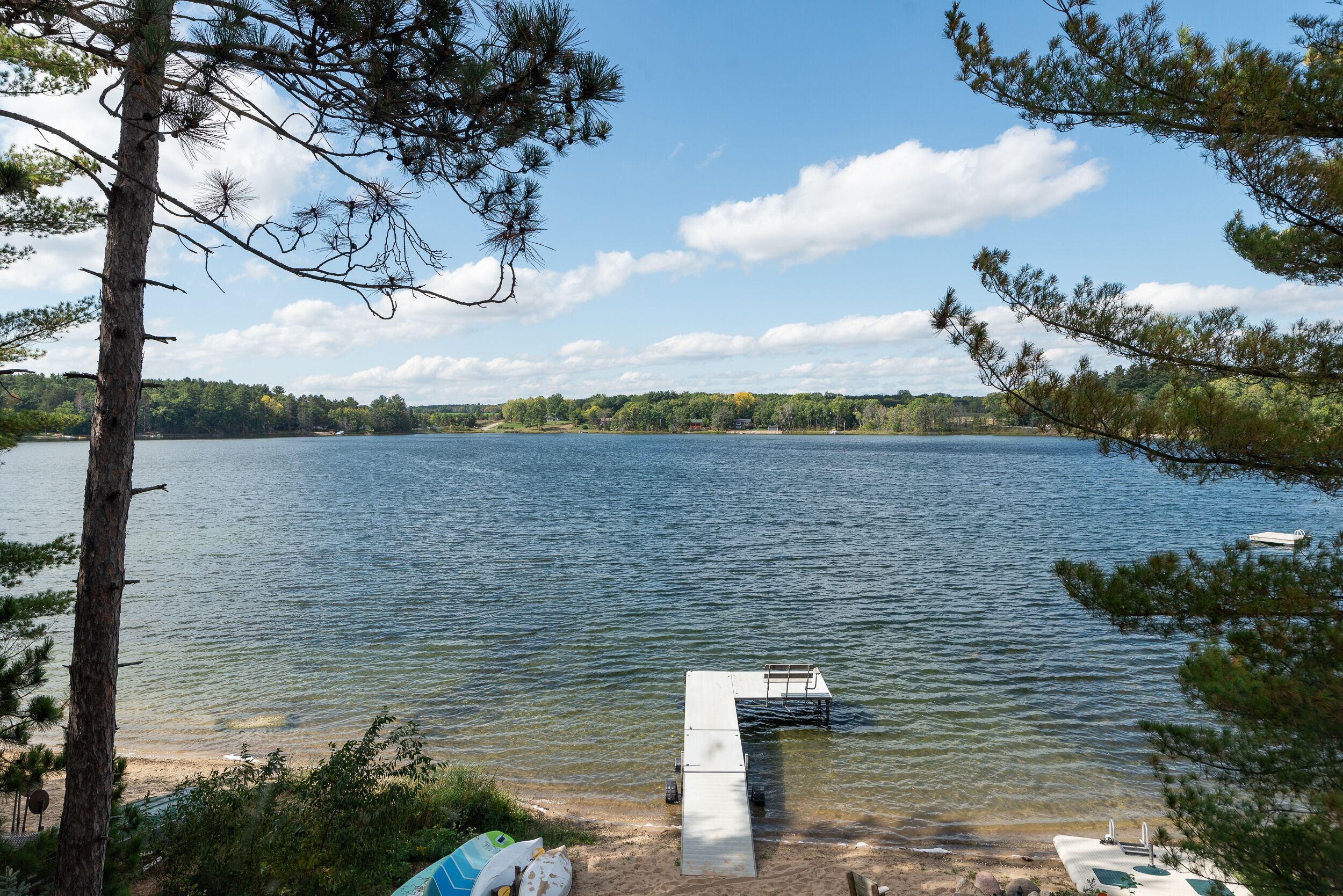 On the beach, sun-loungers