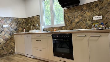 Fridge, oven, stovetop, dishwasher