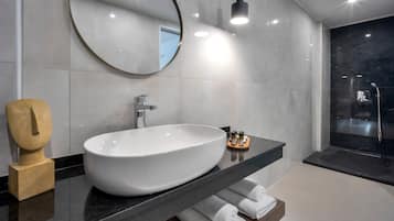 Deluxe Double Room | Bathroom | Shower, hair dryer, towels