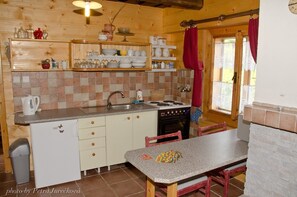 Fridge, oven, stovetop, cookware/dishes/utensils